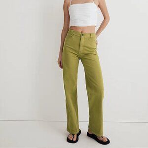Madewell Emmett 2.0 Wide-Leg Pants: Garment-Dyed Edition 26 Tall - Artichoke